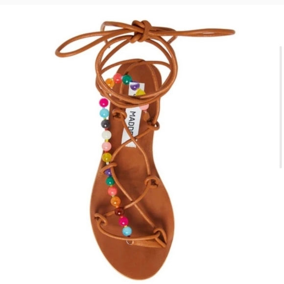 Steve Madden Costa bright beaded gladiator sandals lace up leather 9 - Picture 5 of 6